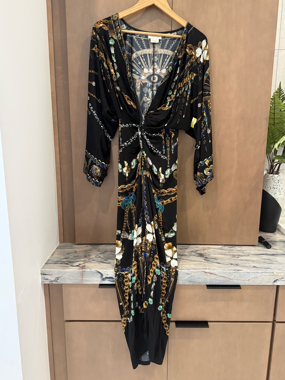 NWOT Camilla Black Long Split Front Twist Dress Amulets And Alchemy - XS - Picture 3 of 17
